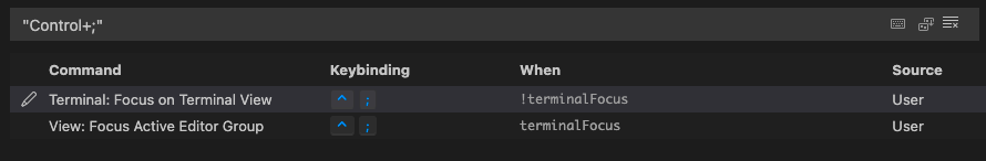 Creating a shortcut in vscode to switch between the terminal and editor